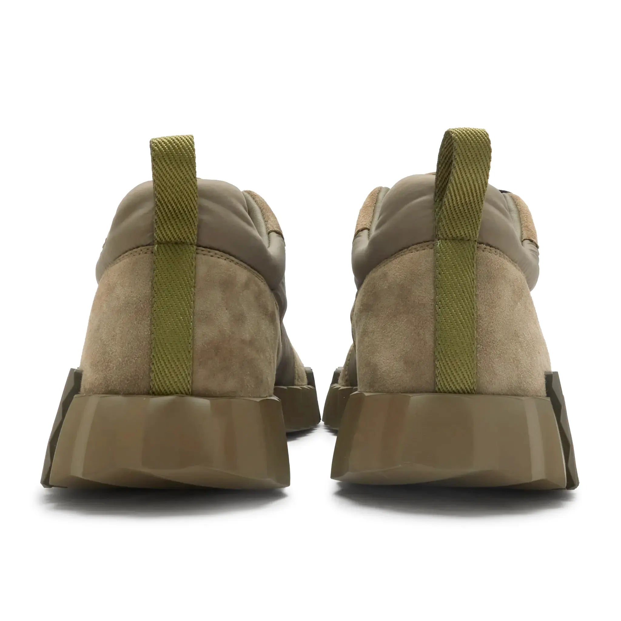Back View of Hermes Paris Bouncing Nylon Suede Sneaker Vert Tundra
